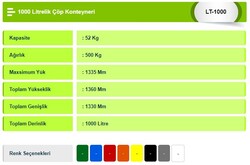 1100 litre plastik konteyner çöp kutusu - 2