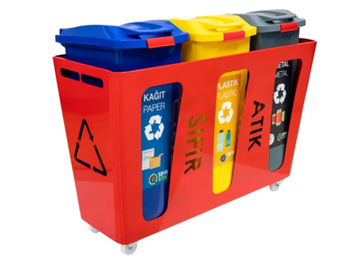 120 litre Çöp Konteyneri Taşıma Arabası 3 lü sistem 120 Lt. - 1