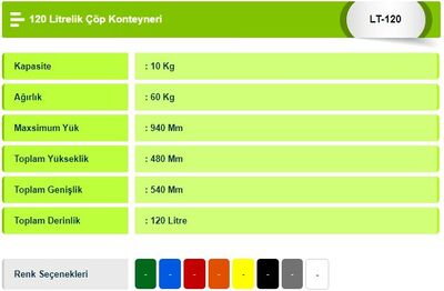 120 Litrelik Plastik Çöp Konteyneri - 5