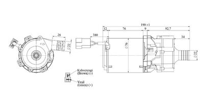 12V, Küçük Pompa 1250LT/H, ø22_siyah - 2