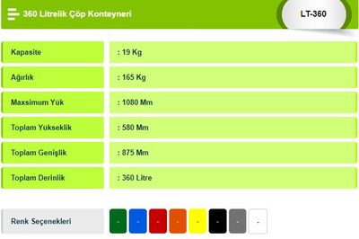 360 Litre Tekerlekli Plastik Çöp Konteyneri - 2