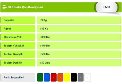 80 litre Plastik çöp konteyneri - 2