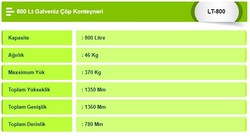 800 Lt Galveniz Çöp Konteyneri 2mm - 2
