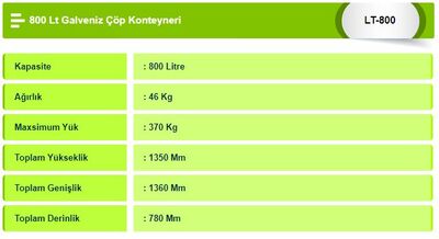 800 Lt Galveniz Çöp Konteyneri 2mm - 2