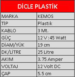 DİCLE 12 VOLT PLASTİK DALGIÇ TİPİ SIVI AKTARMA POMPASI - 2
