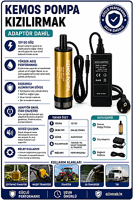 KIZILIRMAK 12 VOLT DALGIÇ TİPİ SIVI AKTARMA POMPASI(FİLTRELİ + ADAPTÖR) - 1