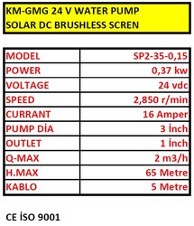 KM-GMG 24 V WATER PUMP SOLAR DC BRUSHLESS SCREN - 2