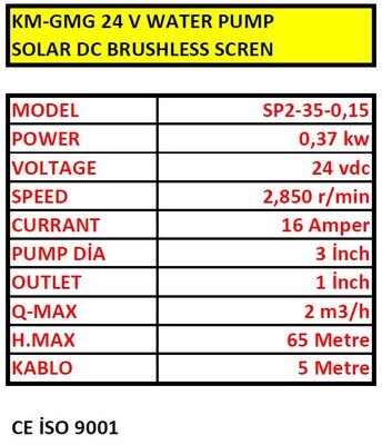 KM-GMG 24 V WATER PUMP SOLAR DC BRUSHLESS SCREN - 2