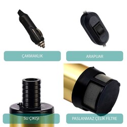 MERİÇ 24 VOLT ALÜMİNYUM DALGIÇ TİPİ SIVI AKTARMA POMPASI (FİLTRELİ+ARAPUAR+ÇAKMAKLIK) - 3