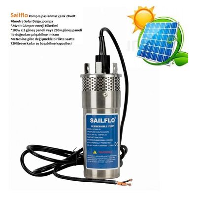 Sailflo 12 volt 100 Metre Paslanmaz Çelik Solar Dalgıç Pompa - 1