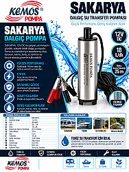 Sakarya 12 Volt Alüminyum Dalgıç Tipi Sıvı Aktarma Seti(Dalgıç Pompa + Hortum + Plastik Sıvı Transfer Tabancası) - KEMOS