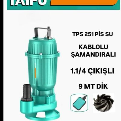 Taifu Dalgic Pompa Kablolu Şamadıralı TPS 221 pis su 9 mt dikey basar kemos - 1